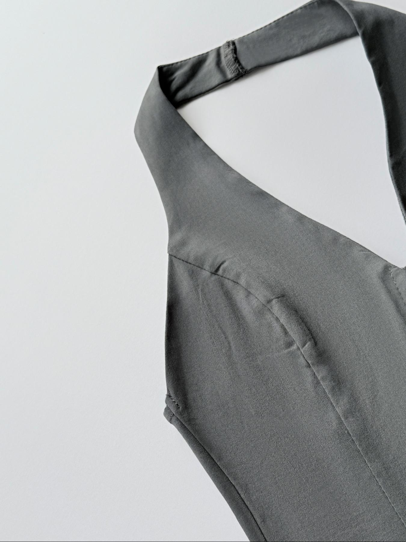 Women's Solid Hook & Eye Front Halter Tank  Top, Fashion Casual Deep V Neck Top for Daily Outdoor Wear, Women Clothes for Summer