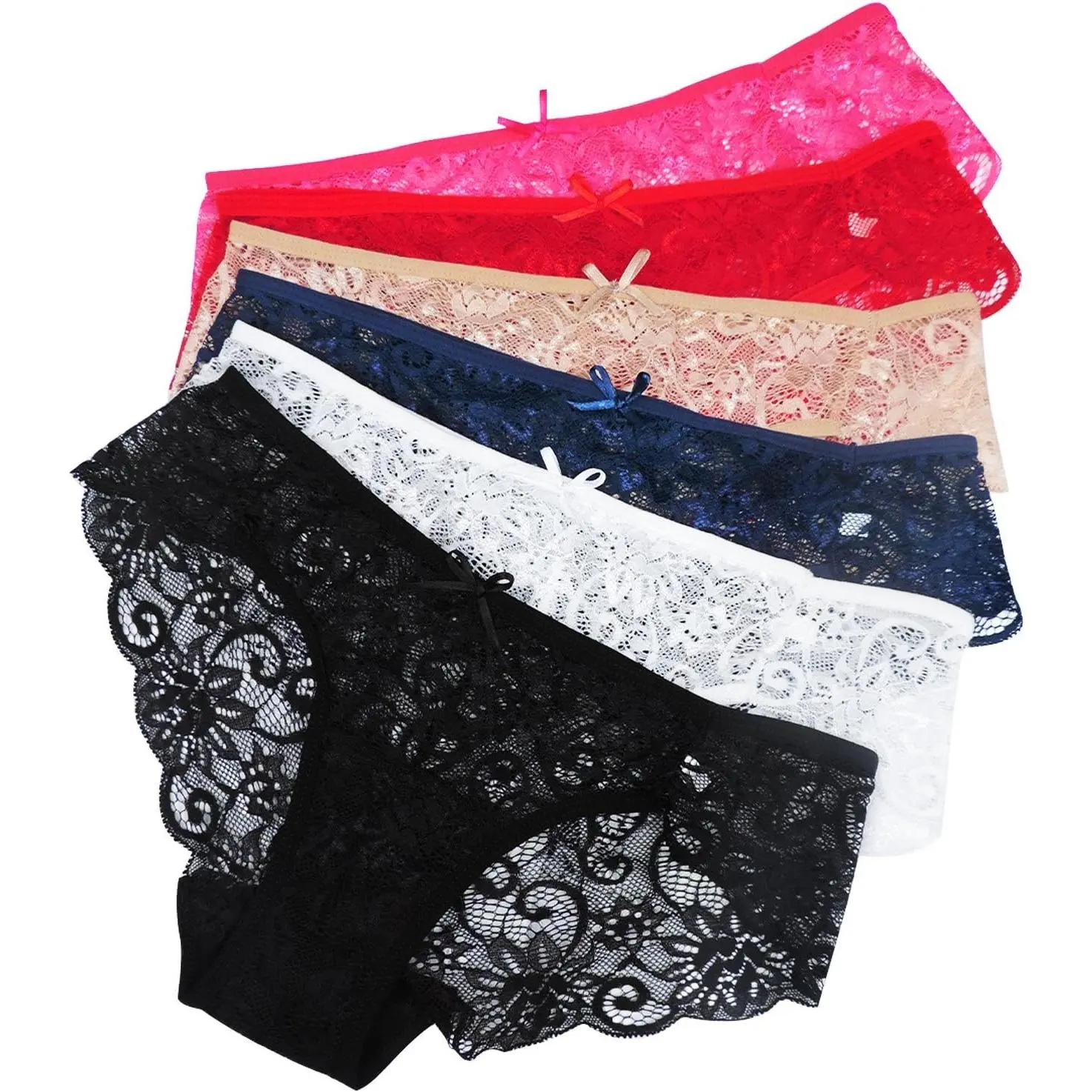 Sunm Boutique Women's Short Cotton Lace Cheeky Panties - 12 Pack, Multi Colors, Breathable, All Seasons, Machine Washable, Xs-3Xl