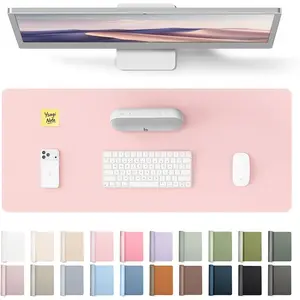 Leather Desk Protector, Office Mat, Large Mouse Mat, Non-Slip PU Leather Blotter, Laptop Pad, Waterproof Writing Pad Office and Home (Light Pink, 23.6" x 13.8")