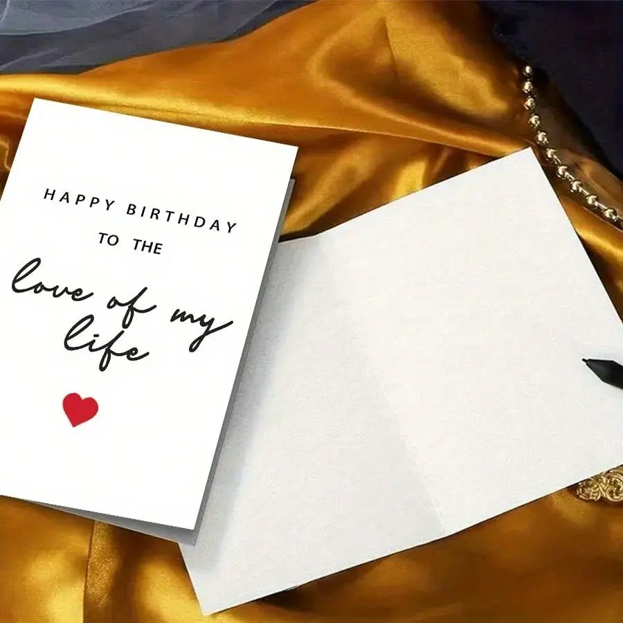 1 pc Romantic "All Love Birthday to the Favorite of My Life" Card with Elegant Red Heart - Perfect for Lovers & Partners, Ideal Valentine's Day Gift, Blank Side Inside, perfect gift for all kinds of holidays, anniversaries, celebrations, birthday parti