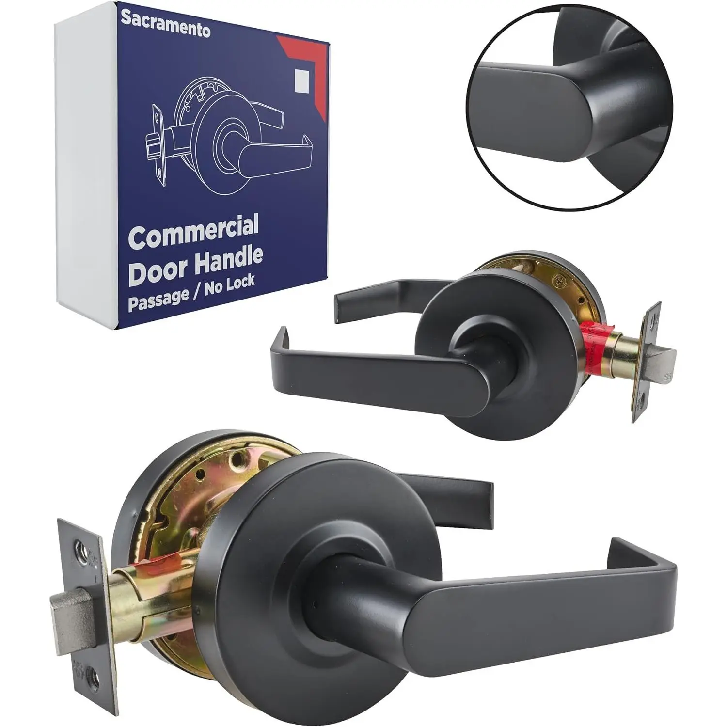 Commercial Door Handle Black - Grade 2 Lockset - Door Lever Schools Offices Industrial UL CUL & ADA – ANSI A156.2 (Passage (No ))