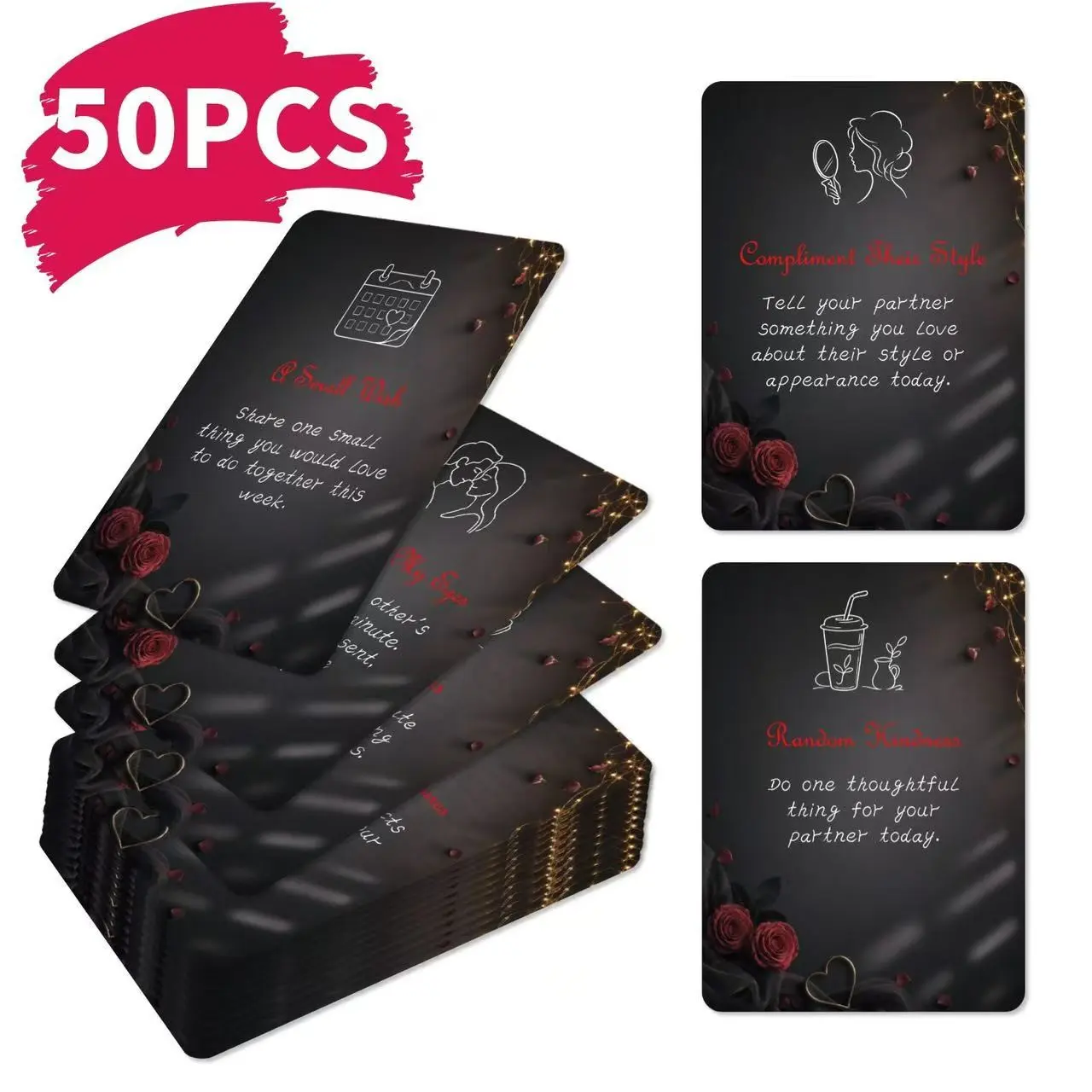 New 50 Romantic Task Cards for Couples, Interactive Love Cards to Enhance Relationship, Fun Entertainment for Couples, Love Enhancement