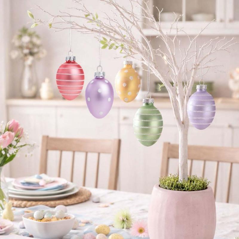Pastel Frost Blown Glass Easter Ornaments - Handcrafted Hanging Tree Decorations, Easter Egg Holiday & Party Decor, 2 in, Assorted, 12-Piece Set 2026 new