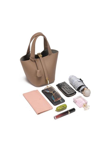 Mini Faux Leather Bucket Bag for Women, Fashionable Bucket Bag, Trendy PU Small Handbag Purse, Girl's Vegetable Baskets bag, Retro Top Handle Tote Bag, Suitable For Commuting, Parties, TravelSatchel, Work