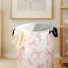 Christmas Dirty Laundry Basket, Bow Print with Handle, Durable Foldable Storage Basket, Large Capacity Laundry Organizer, Toy Box