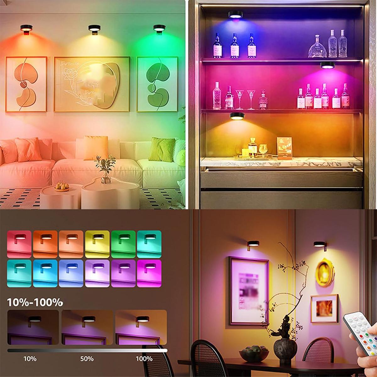 3PCS Picture Lights, Battery Operated Picture Lights for Wall, Led Painting Light with Remote Dimmable and Timer, 3 Lighting Modes Art Display Light for Picture Frame Paintings, Wireless Wall Decor Puck Lights for birthday party Christmas Helloween