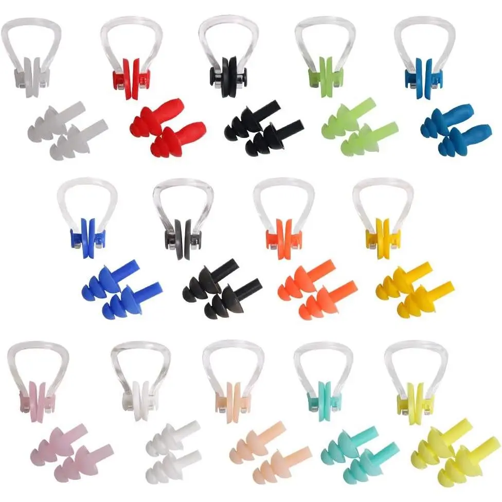 14 Sets Silicone Nose Clips Waterproof Swimming Nose Plugs Earplugs for Adults Kids, Ear Nose Protector