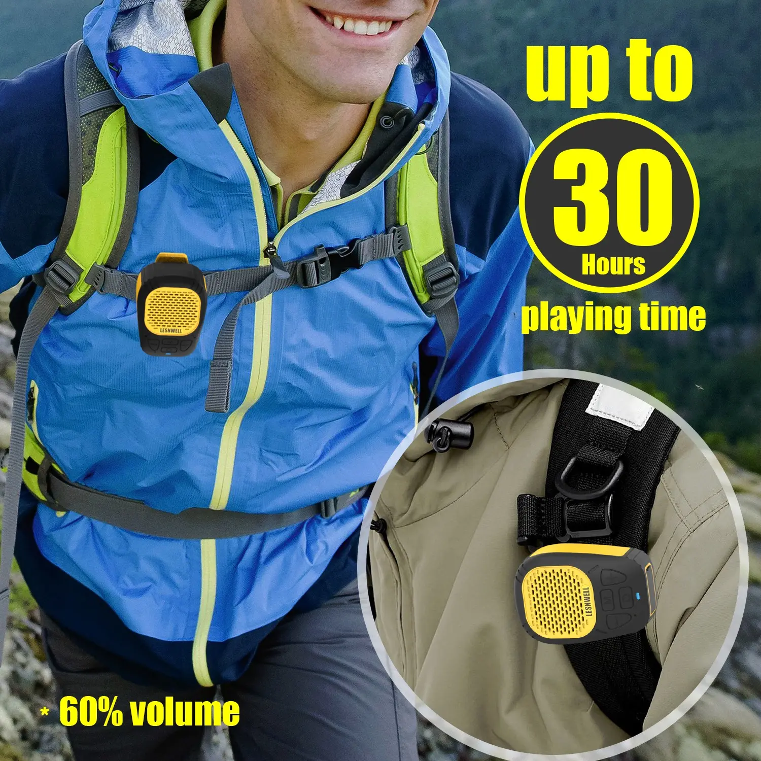 Magnetic Clip-On Wearable Bluetooth-compatible 5.3 Speaker, Wireless Waterproof Portable Speaker, Hands-Free Music/calls, Table Mount, Stereo Audio
