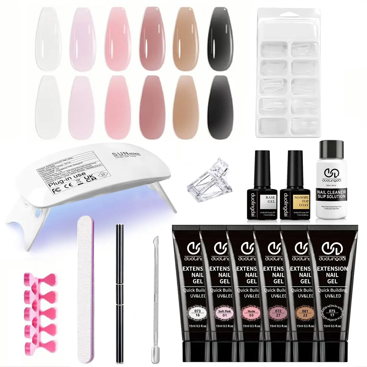 Acrylic Poly Gel Nail Extension Gel Nail Kit, Builder Gel Kit, DIY Salon Quality with Base & Top Coat and Nail Tools Included, Nail Art Kit for Women & Girls, Fake Nails Kit, Polygel Nail Kit, Gel Nail Set