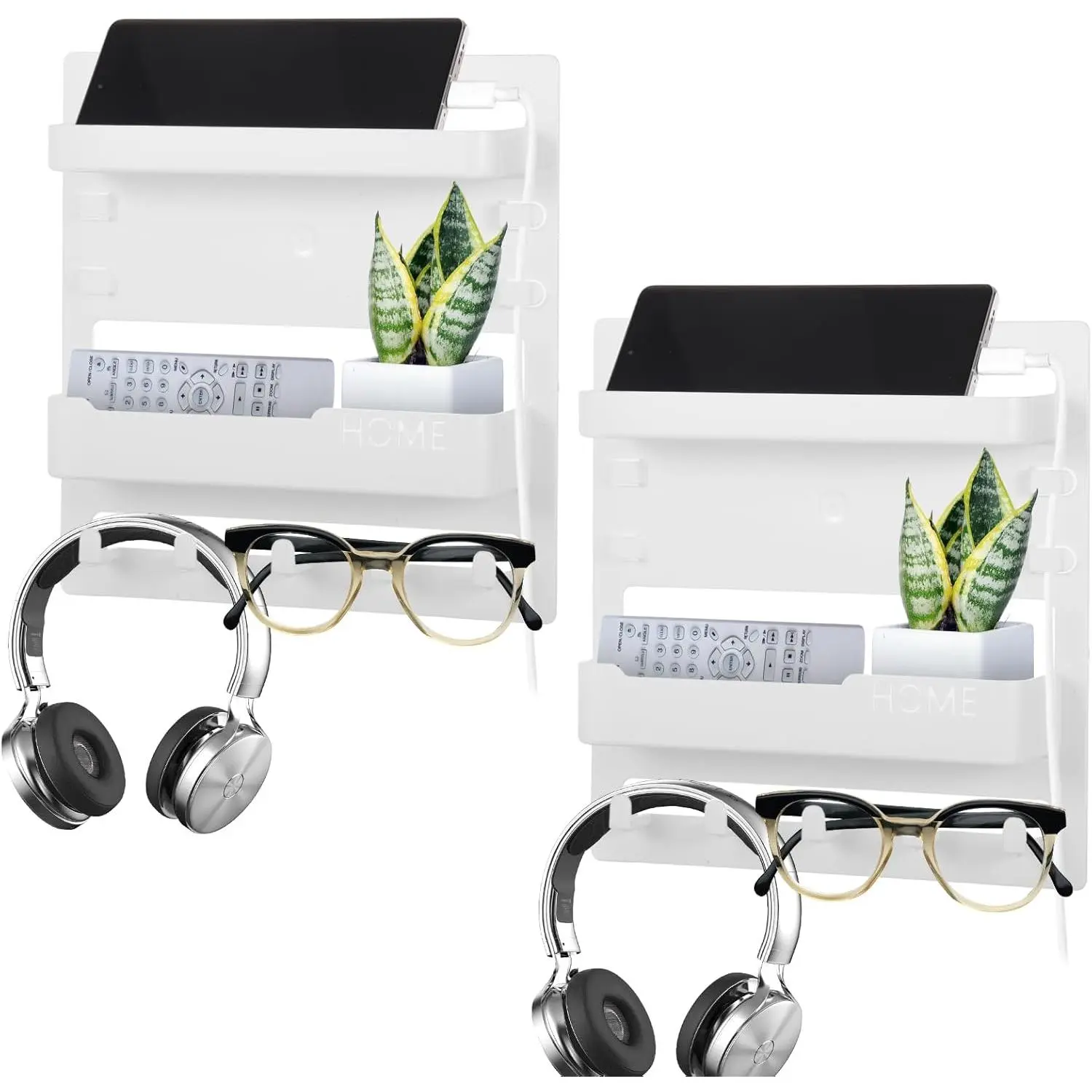 Sturdy Bedside Organizer Shelf for Dorm, Adhesive Bedside Wall Storage with Cable Clips, Space-Saving Floating Shelf for College Preppy Teen Adult Room Bedroom College Back to School Essentials