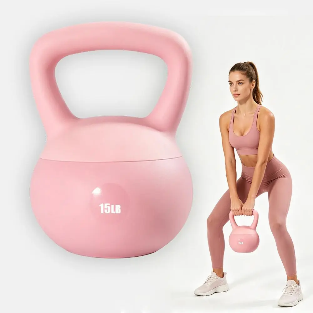 Women’s Nonslip Coated Soft Vinyl Kettlebells (10,15,20lb) - Shock-Absorbing Anti-Impact Workout Gear, Ergonomic Fitness Equipment for Beginner Strength Training