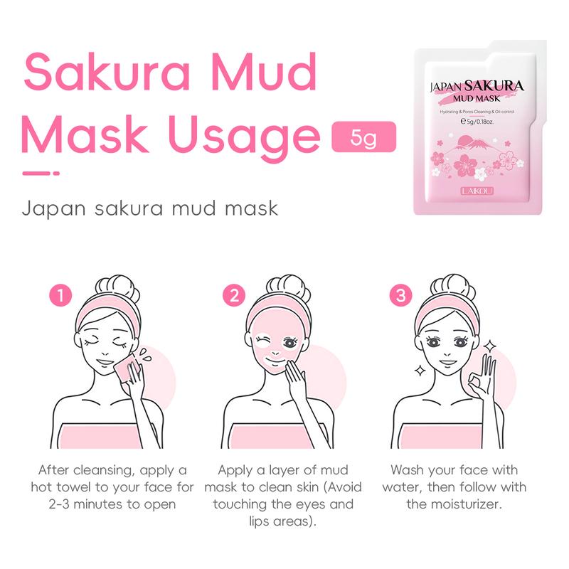 Sakura Skincare Set (1 Set), Facial Cleanser & Cream & Eye Cream & Serum & Lip Mask & More, Beauty & Personal Care Product, Birthday Gift, Valentine's Day Gift, Pink, Care Kit