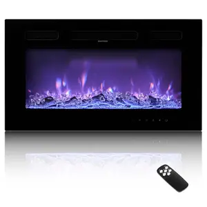 VEVOR 36 inch Electric Fireplace, Wall Mounted Recessed Fire Place with Remote Control, Timer, 1500W, Adjustable Flame Color Brightness, Touch Screen, Overheat Protection, for Living Room, Bedroom