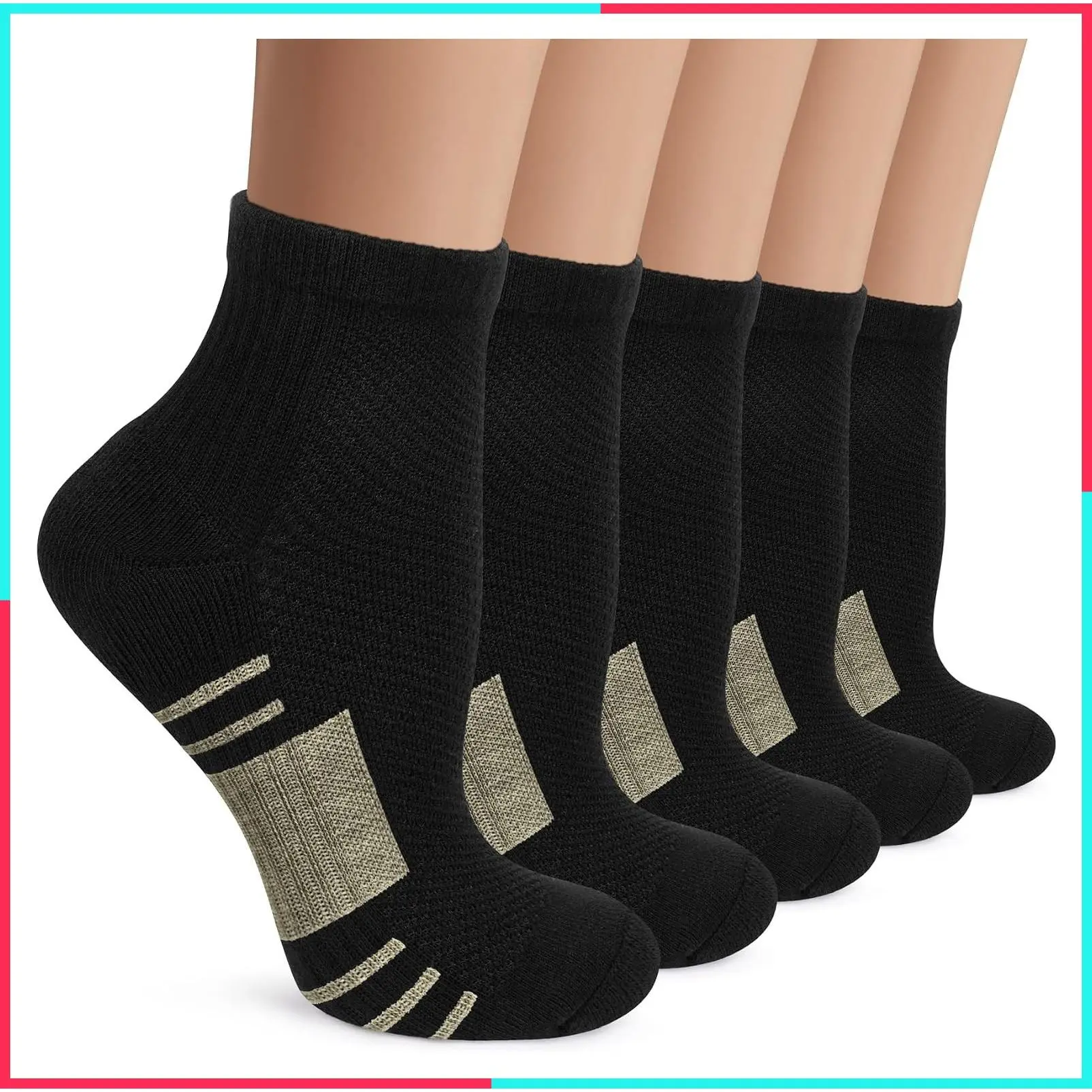 Ankle Compression Socks for Women Men, 5 Pairs Copper Running Socks