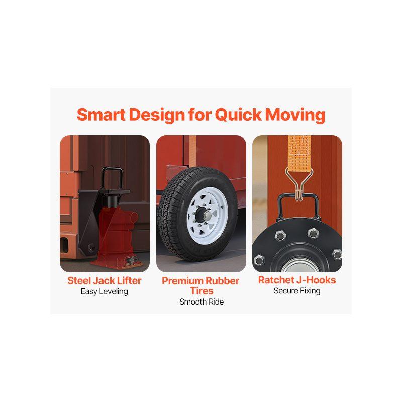 VEVOR Shipping Container Wheels 8-Lug Wheels Kit, Heavy Duty Shipping Container Accessories with Ratchet Tie Down-Moves 20 ft - 40 ft, Secure Transport for Dock, Warehouse, Construction Site, Black