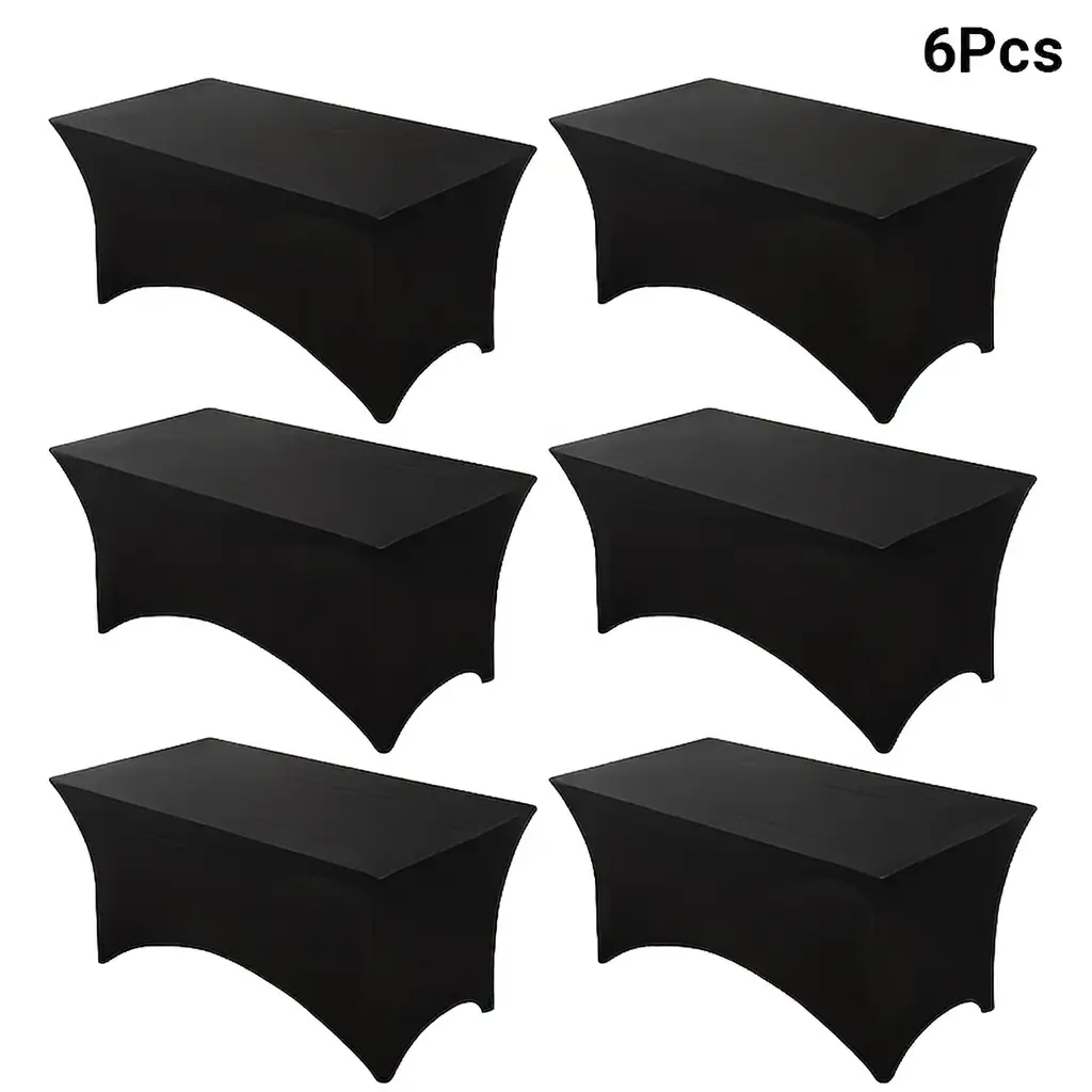 6/12 Pack 6Ft Rectangle Plastic Tablecloths, Waterproof & Stain Resistant Fitted Table Covers for Party, Wedding, Birthday, Banquet & Outdoor Events