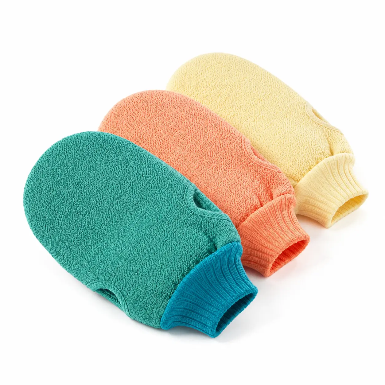 Reusable Dual-Texture Exfoliating Body Scrub Gloves for Men and Women – Elastic Cuff with Thumb Hole Ensures Secure Fit During Daily Shower, Bath, or Spa Use, Promoting Gentle Skin Renewal and Improved Circulation Without Irritation