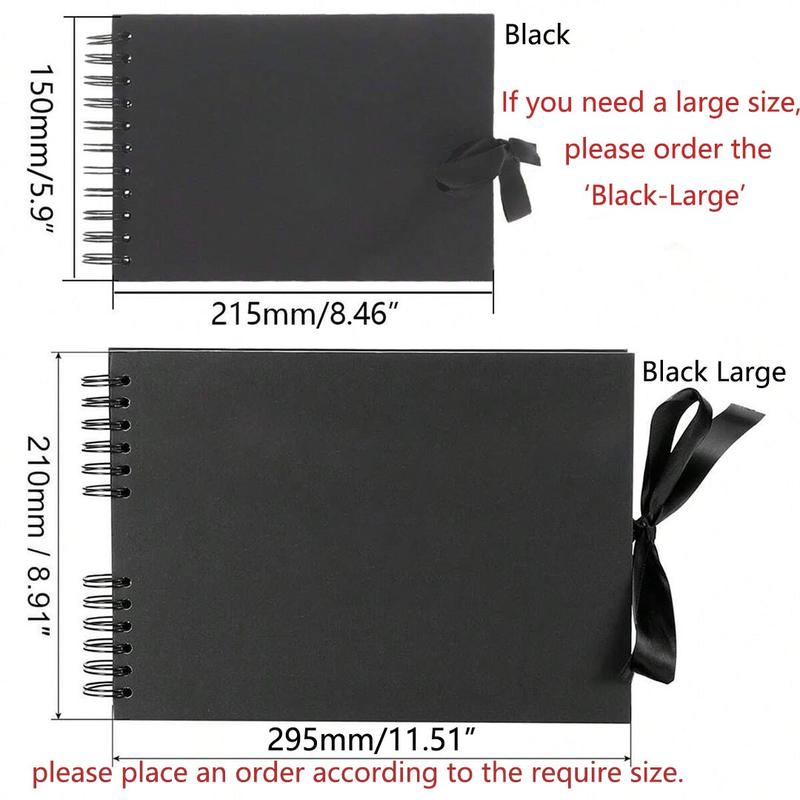 1 book 60-page (30 sheets) scrapbook album, anniversary photo album, meaningful DIY handmade gift, kraft paper scrapbook for wedding guest books and anniversaries, family DIY scrapbook - for craft paper DIY, Christmas gift (black)