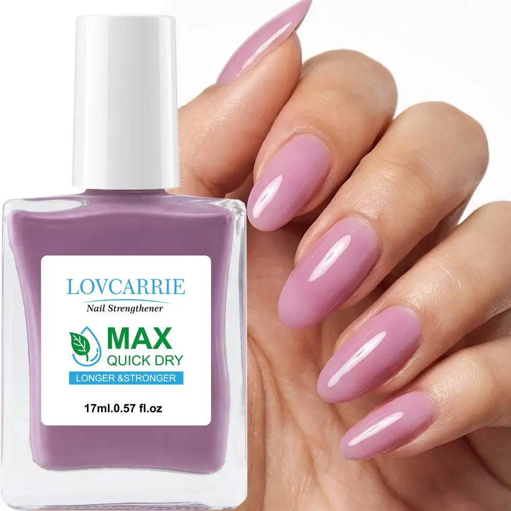 LOVCARRIE New Arrival MAX Quick Dry Purple Tint Nail Strengthener, Longer & Stronger Fast Drying Reinforcing Base Coat, Lavender Shade Treatment for Thin Soft Bendable Fragile Nails 17ml/0.57fl oz Nail Care Liquid