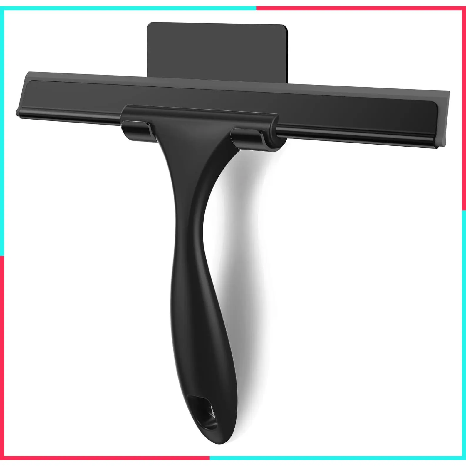 10 Inch Black Stainless Steel Squeegee for Shower Glass Doors, Windows, Mirrors, Bathroom & Car Cleaning