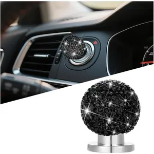 Bling  Push Start Button Cover,  Rhinestone    Engine   Knob Sticker,  Auto Start Stop Decorative Cover,  for SUV, , Sedan (Black)