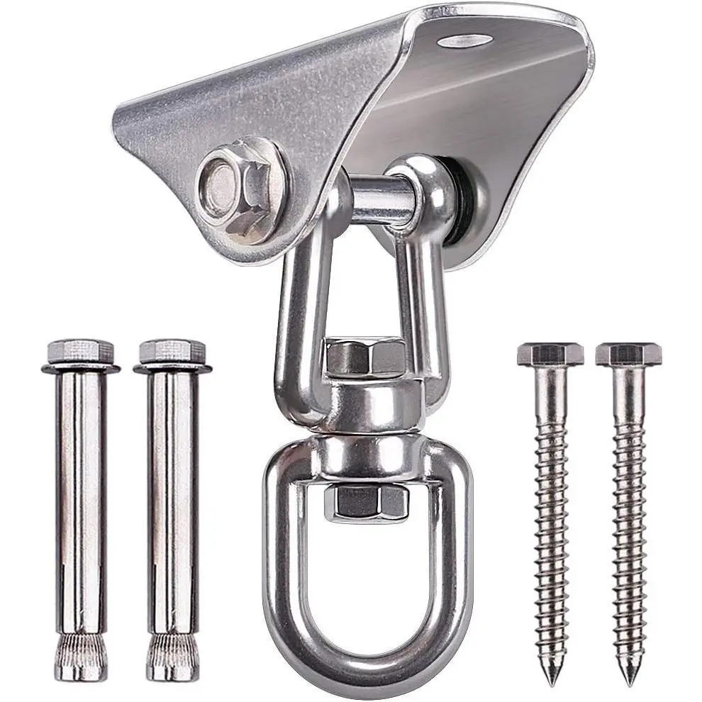 Heavy Duty Stainless Steel Ceiling Swing Mount Hanger with Free Swivel Hook, Swing Hardware Kit for Yoga Swing Hammock Chair Porch Swing Punching Bag, 1000 LB Capacity