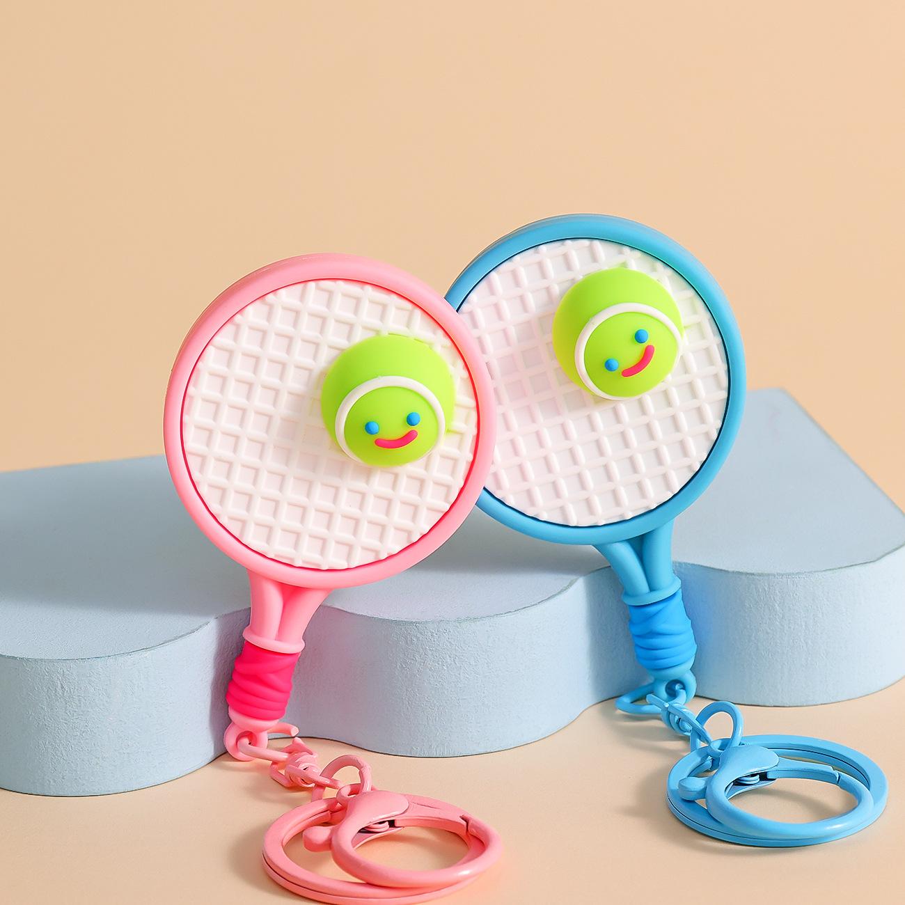 Unique Resin Tennis Racket Keyring Wholesale Cute Bag Charm Accessory for Couples and Fans