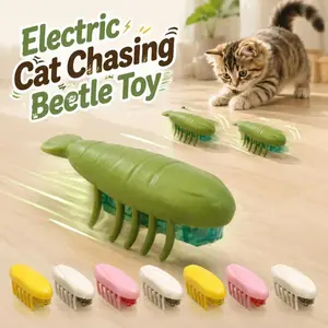 Interactive Play Electric Cat Chasing Beetle Toy TPU Replaceable Battery Jumping Bug Cat Toy Sturdy Release Energy
