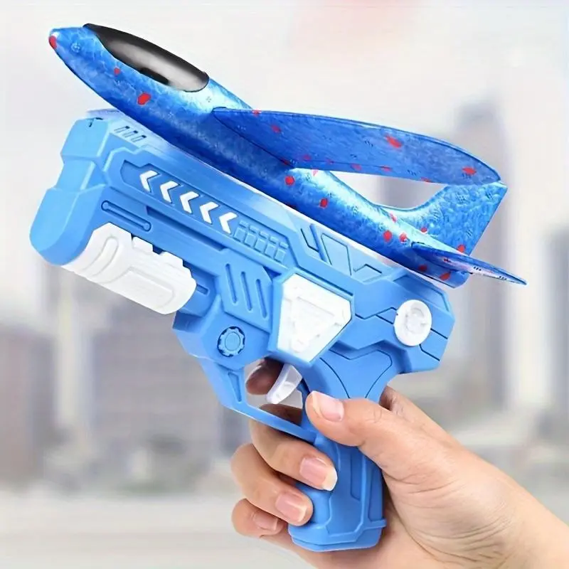 Plane Launcher Toy, Flight Mode Projectile Toy, Foam Plane with Launcher Gun, One-Button Launch Shooting Toy, Christmas, Halloween, Thanksgiving Gift
