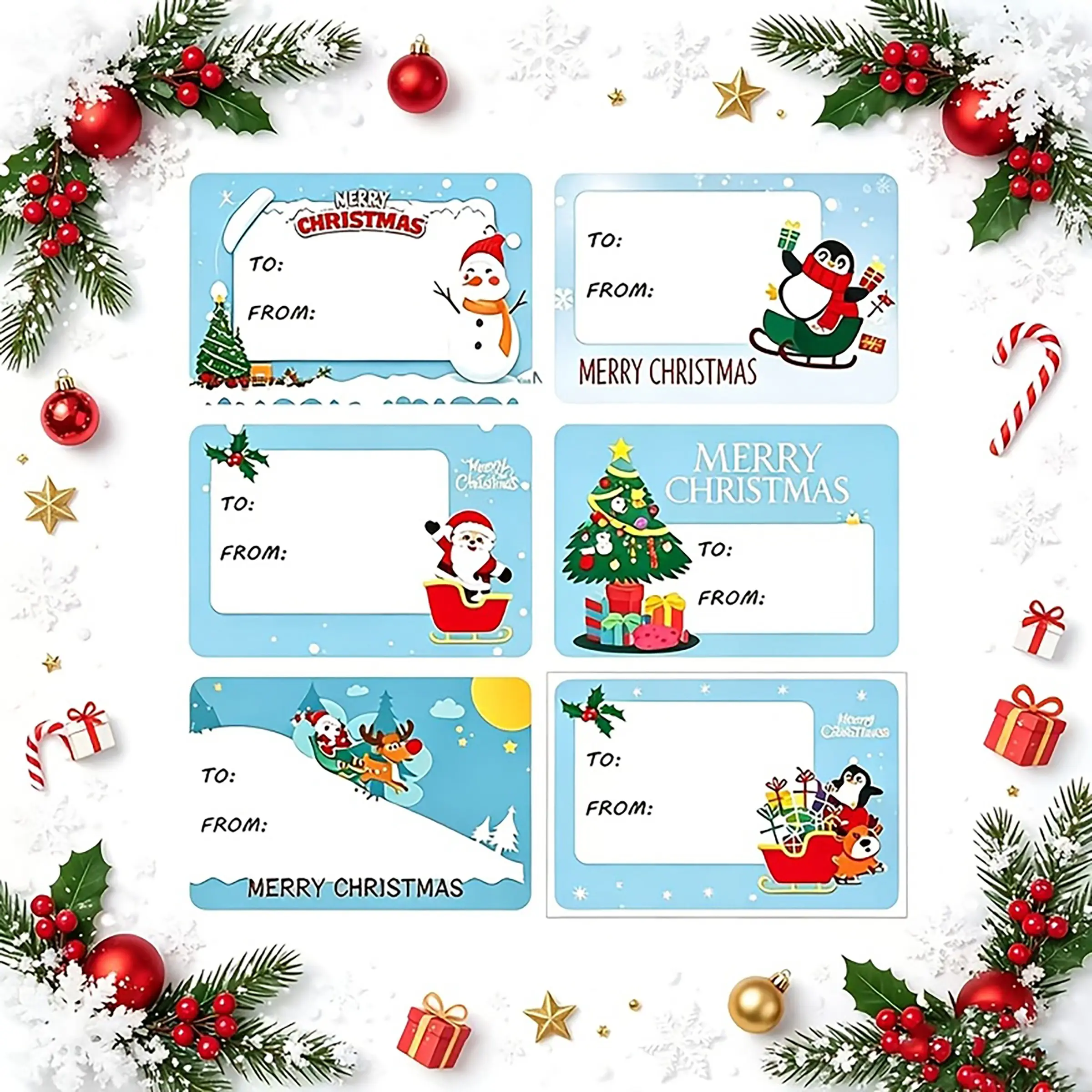 Christmas Label Stickers, Merry Christmas Gift Tags, Festive Holiday Labels, Perfect for Wrapping Presents, Easy to Use Decorations