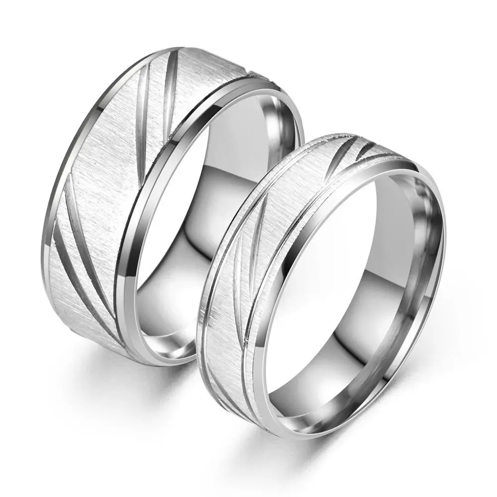 2024 New Stainless Steel Slash Couple Rings For Women Men Jewelry Accessories   Size 7-12