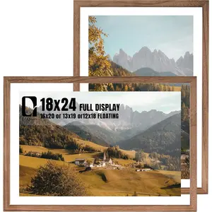 18x24 Floating Picture Frame for 16x20/13x19/12x18/11x14 Photos, 2-Pack Solid  Double Plexiglass Wall Art Frames, Any Size Photo up to 18x24 Display, Carbonized