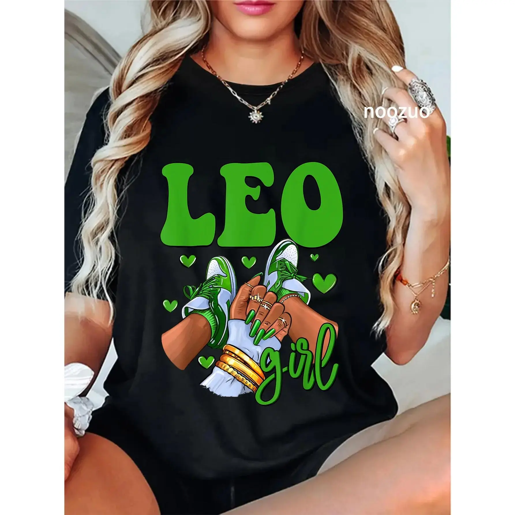Unisex Comfy Breathable Fit Astrology Zodiac Sign Leo Black T-Shirt - Men's Top, Casual Daily Wear