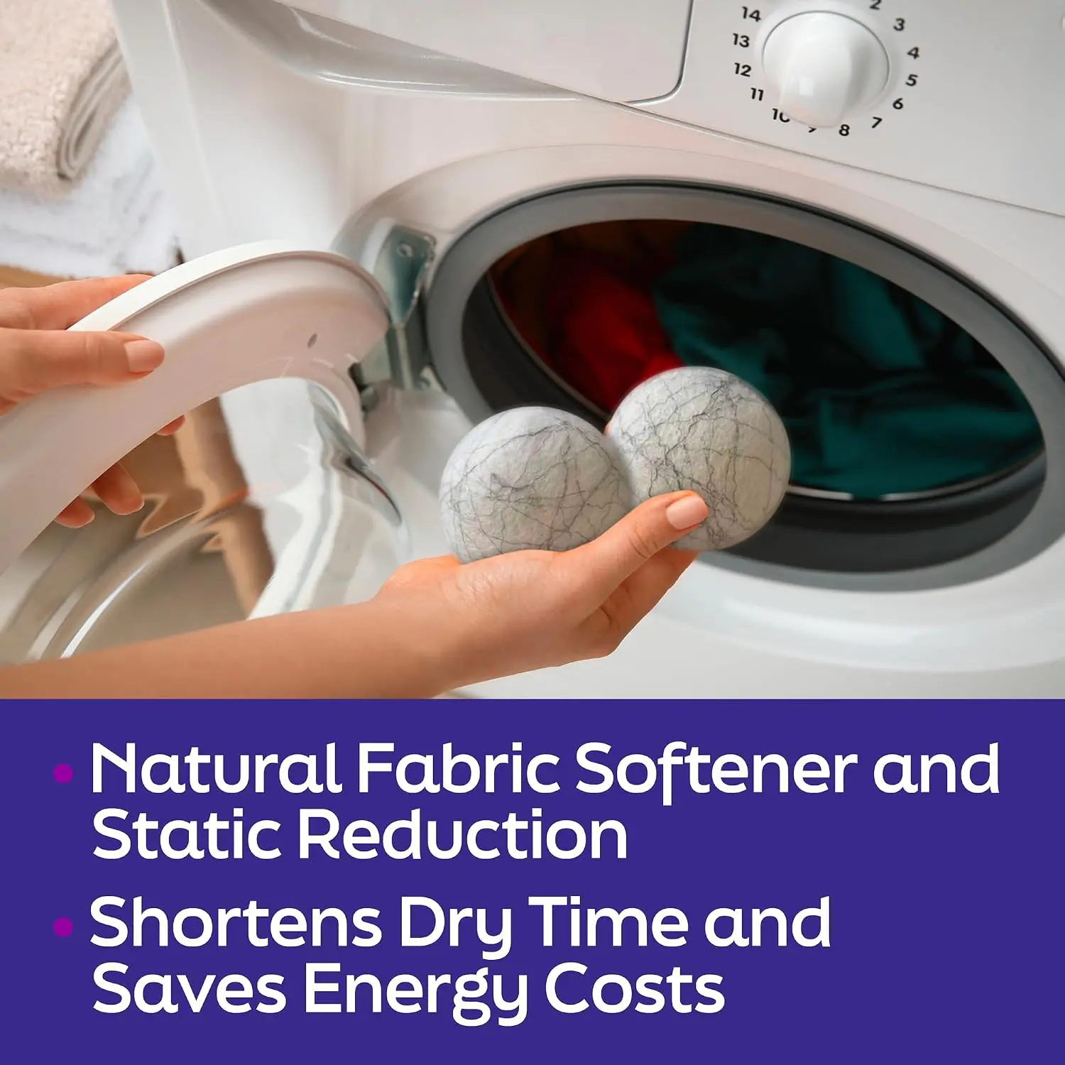Pack of 6 Reusable Wool Dryer Balls for Laundry, with Silver Ion Odor Elimination Technology, Softens Fabric Naturally, Reduces Static