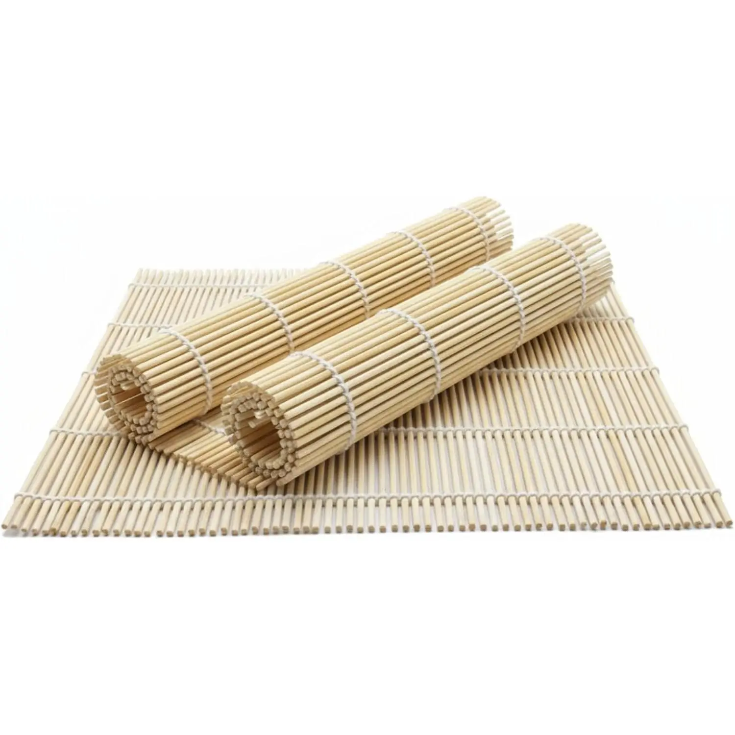 2 Pack Bamboo Sushi Mat Set, 9.5"x9" New Model Roller - Reusable, Beginner-Friendly Kitchen Essential for Perfect Kimbap