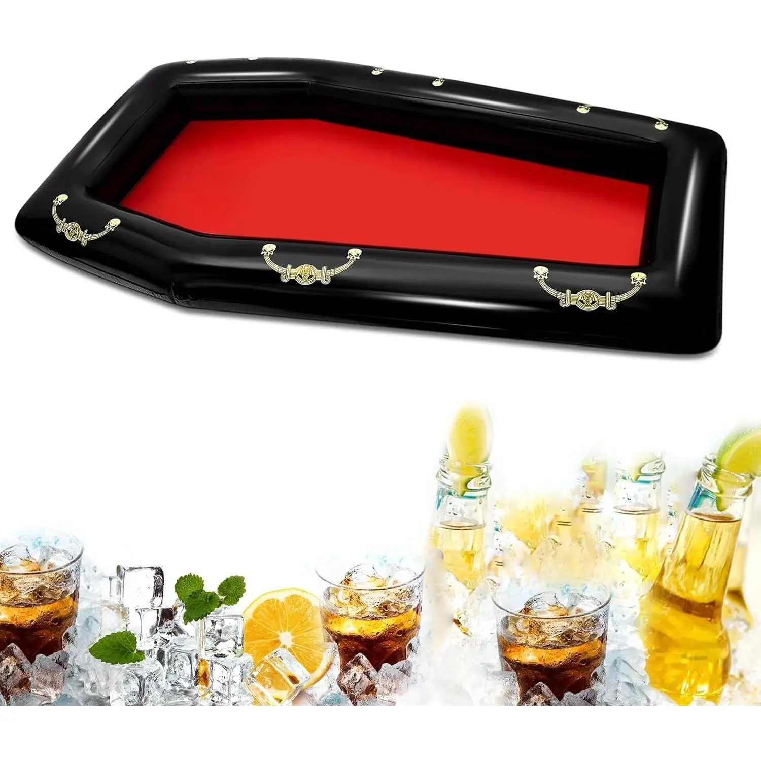 Inflatable Coffin Cooler, 52 Inch Drink Containers for Halloween Party, Pool Party, Spooky Decor