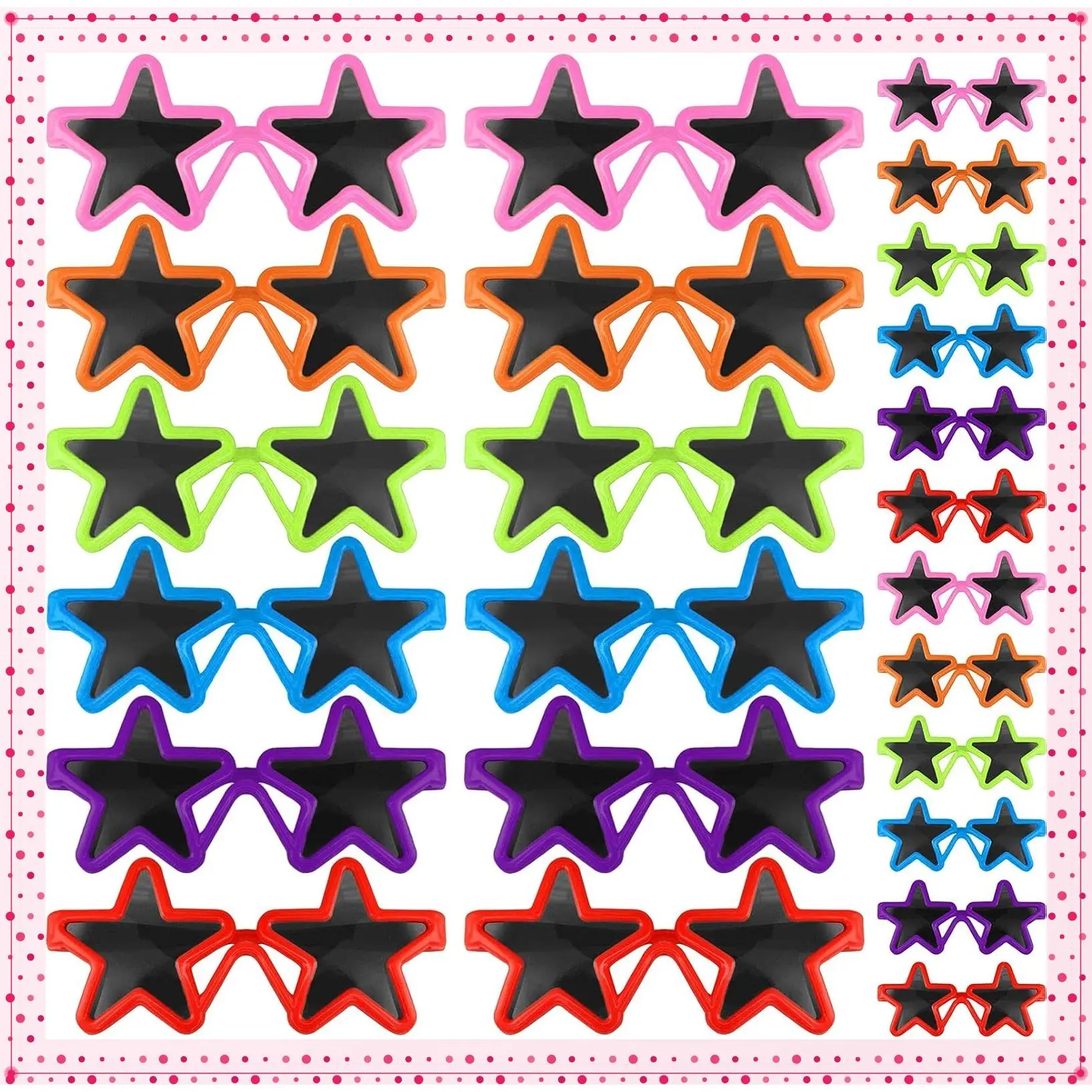 24 Pairs Kids Neon Star Sunglasses Bulk Party Favors - 80s Retro Star Shaped Glasses, Birthday Rock Party Favor, Beach Summer Decor for Toddler Girls Boys, Colorful Mixed PackGift