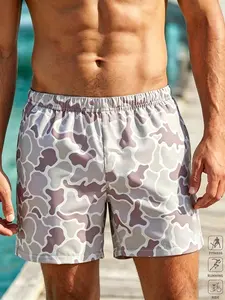 Men's Camouflage Print Beach Shorts, Beach Trunks, Full Pattern Digital Print, Summer Casual, Vacation Wear, Sporty Style, Loose Fit, Above Knee Length