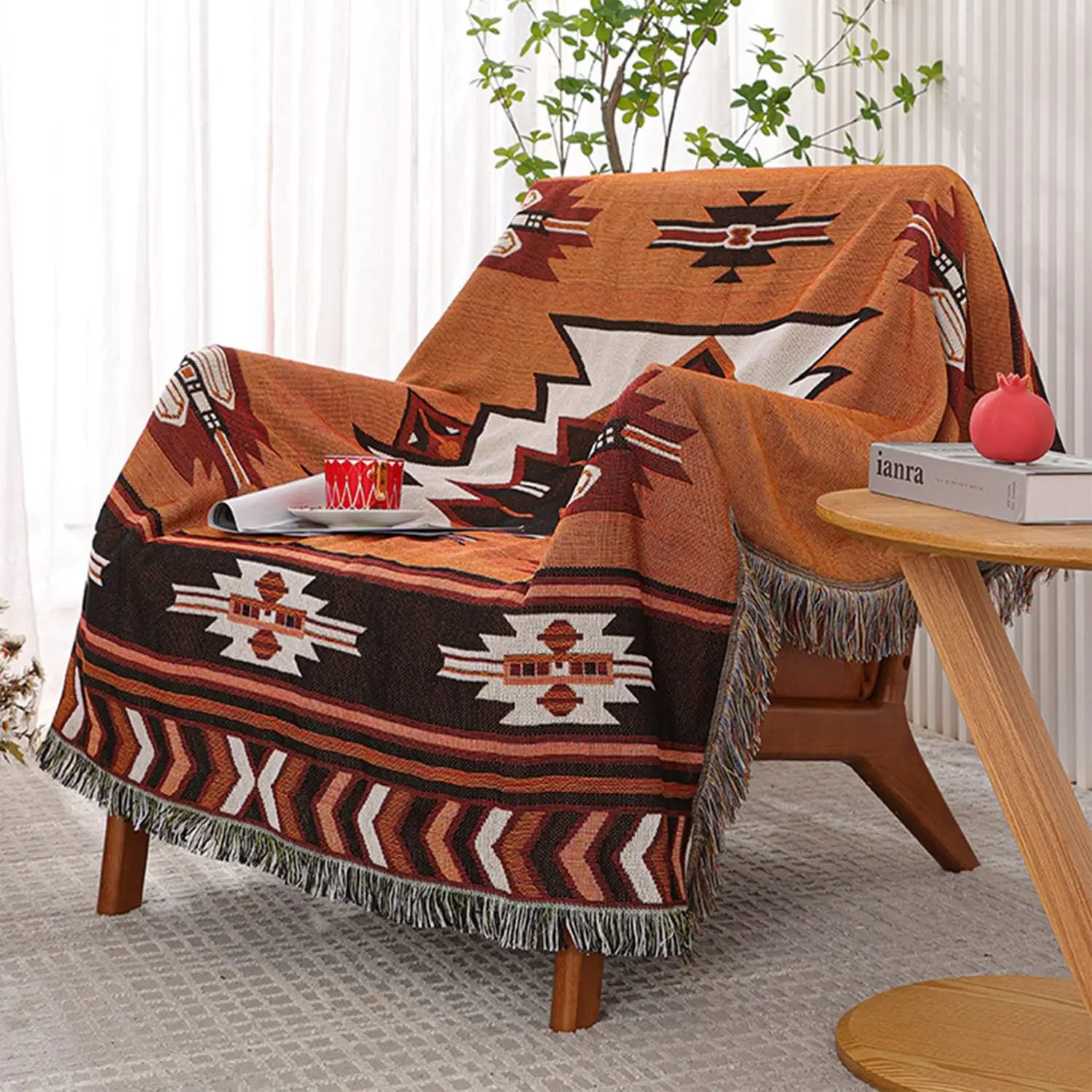 Aztec Throw Blanket Navajo Indian Blankets and Throws Boho  Decor Couch Cover Blanket for Bed Sofa Living Room Beach Travel 51"x63"