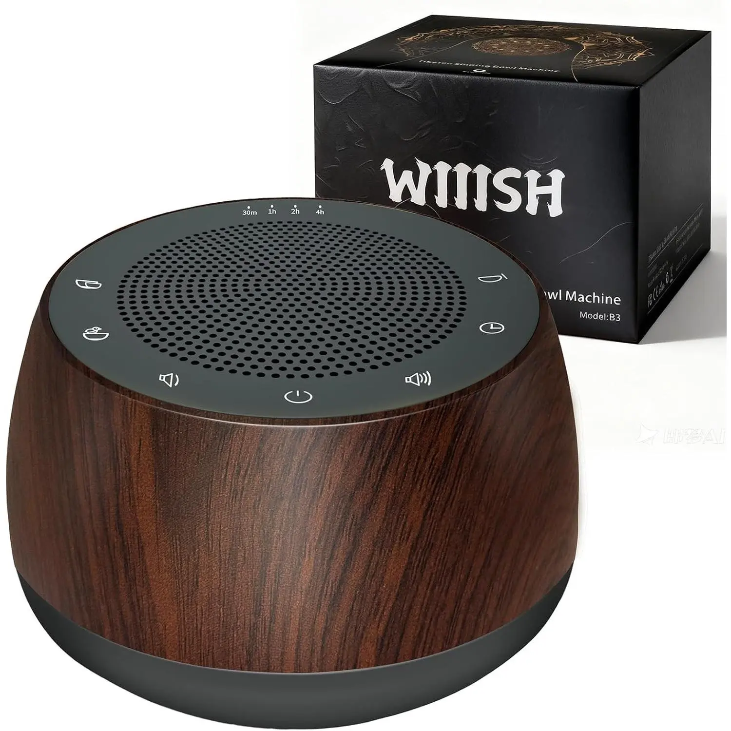 Electronic Tibetan Singing Bowl Frequency Generator for Healing Meditation Sound Machine 256HZ-432HZ-528HZ 9 Healing Frequencies 4 Timers and Luminous Button for Yoga Relaxation Reiki
