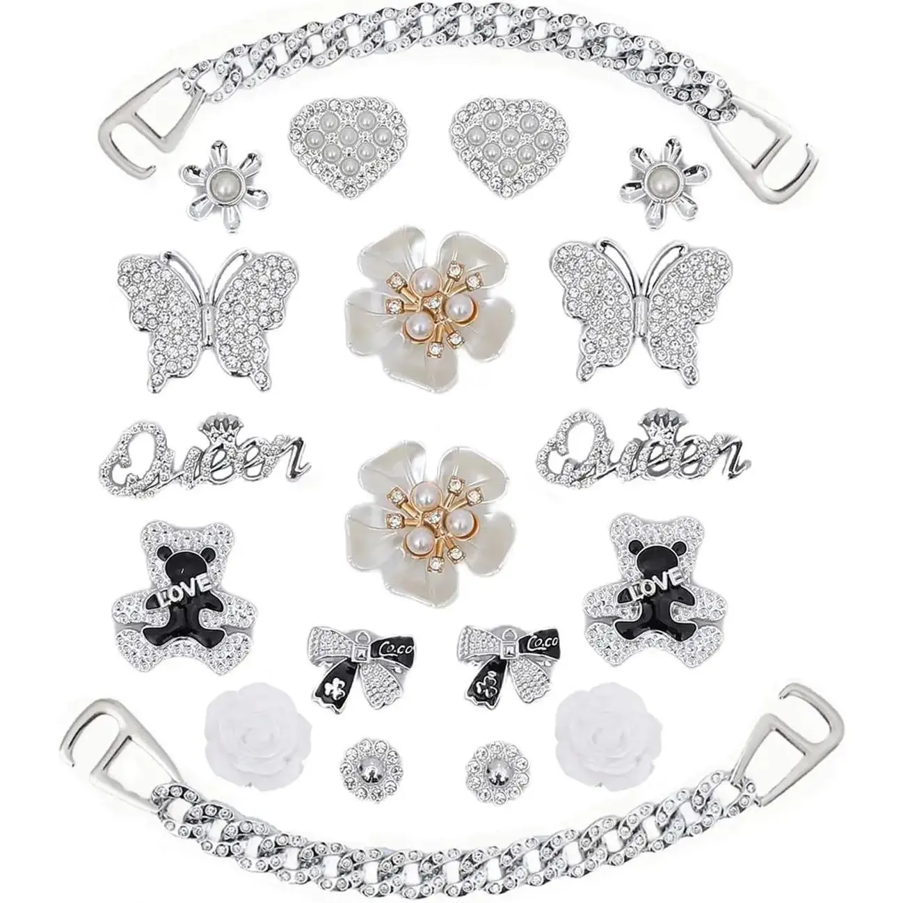 SOGLLQAM Bling Shoe Charms for Girls, Butterfly Chain Accessories, Cute Shoe Decorations for Women, DIY Shoe Accessories