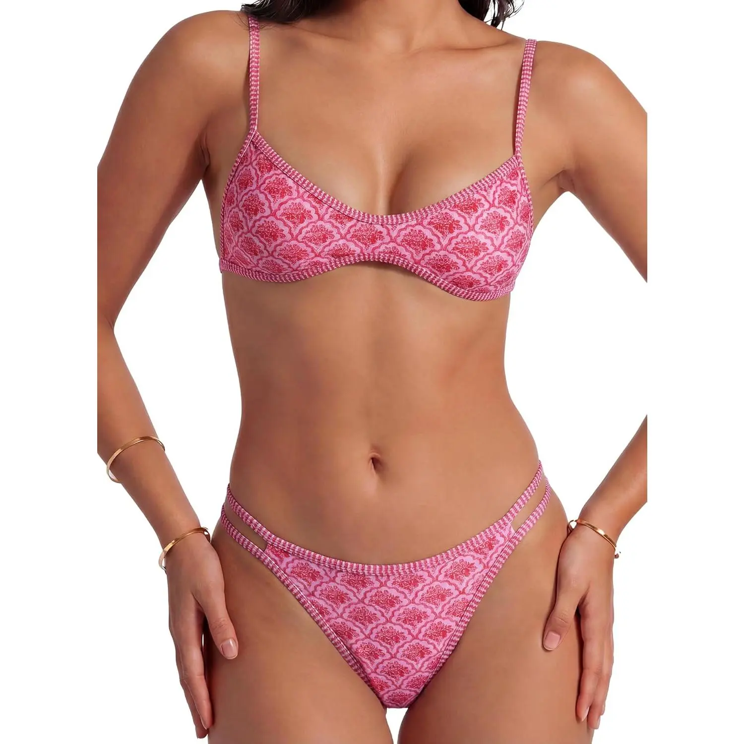 Women's Sexy High Cut Cheeky Bikini Sets 2 Pieces String Swimsuit Micro Bathing Suits