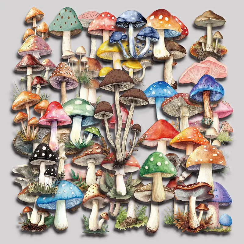 50PCS Mushroom Aesthetic Vinyl Stickers Pack for Laptop Water Bottle Phone Case Skateboard Journal Scrapbook DIY Decoration