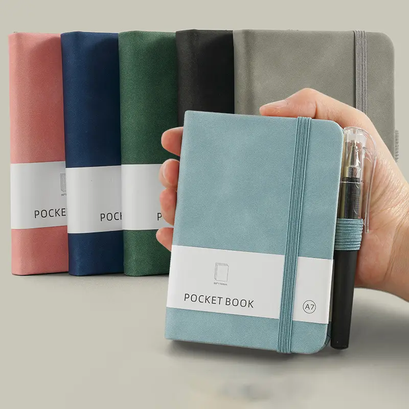 3 Pcs A7 Mini Pocket Notebook Set, Elastic Closure & Pen Included, Portable Diary Writing Notebook for Students, Daily Notes, Travel, Office, School Use