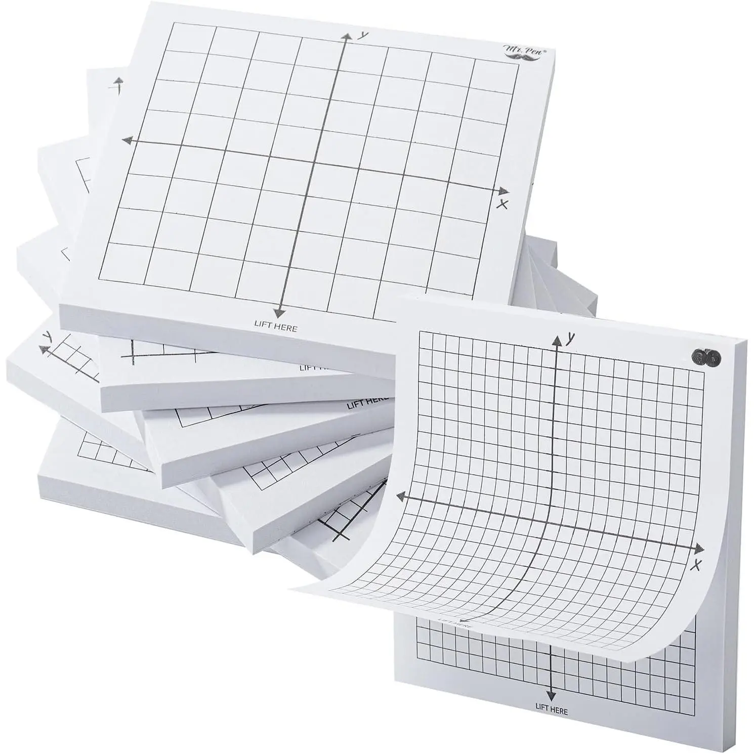 - Graph Sticky Notes, 3x3 Inch, 6 Pads, 50 Sheets/Pad, 300 Sheets | 6 Grid Designs, White, Square Graph Paper Notes, Grid Sticky Note Pads for Math, Study, Journals, Planners