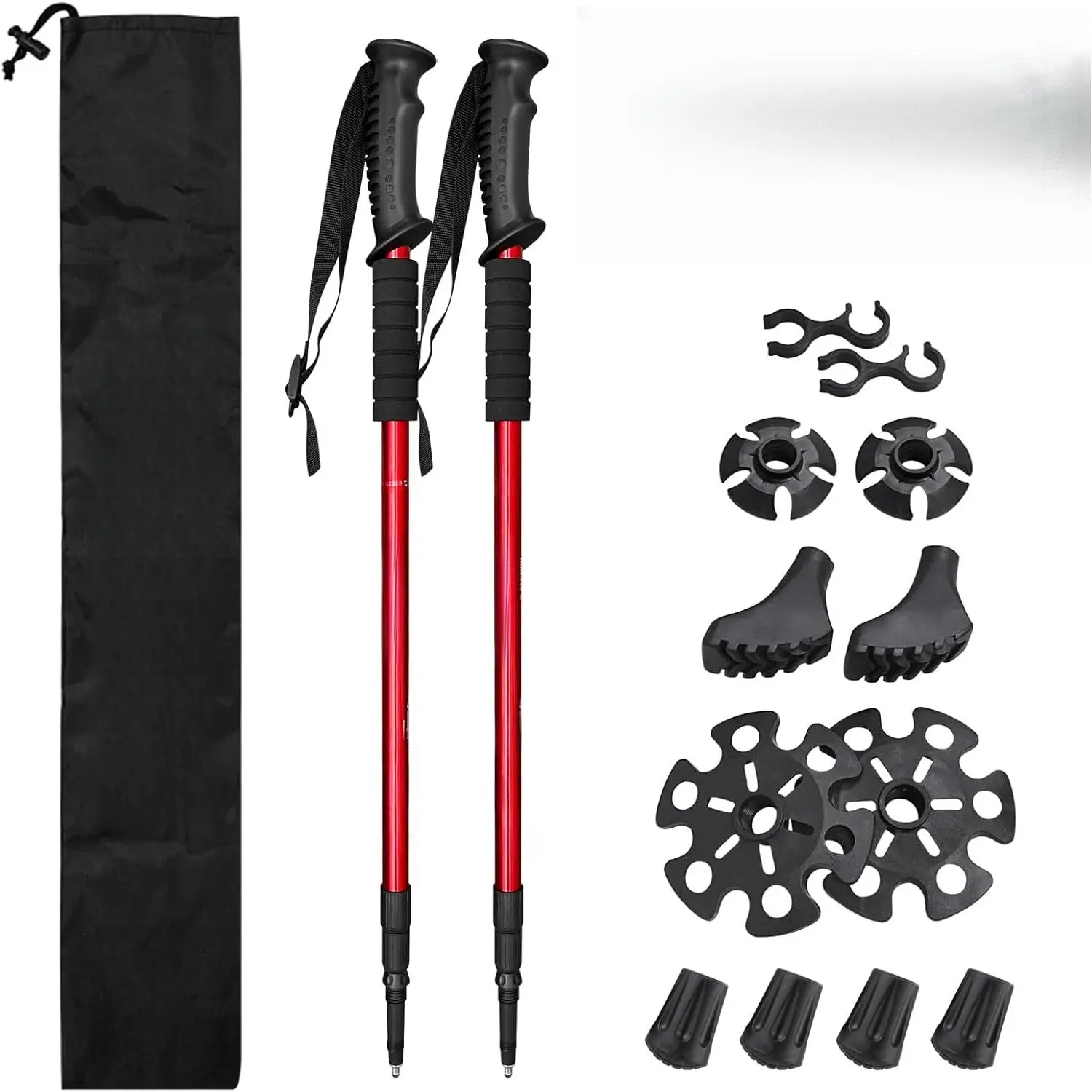 Unisex Aluminum Alloy Telescopic Trekking Poles, Anti-Shock Collapsible Hiking Sticks - Lightweight, Durable, Adjustable 25.6"-51.2" for Camping, Snowshoeing