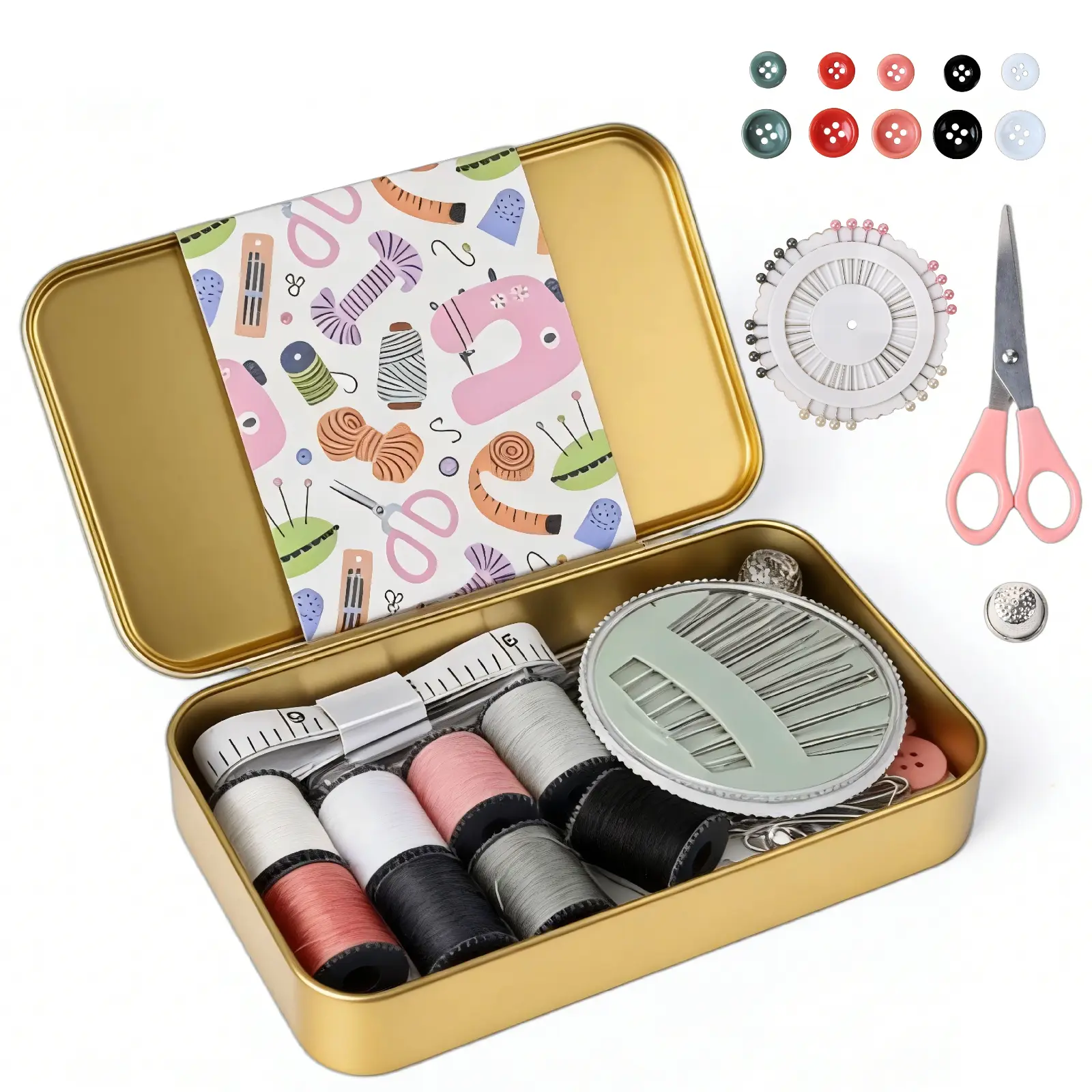 88-piece sewing kit, household sewing box and sewing tools, portable storage box, multi-purpose hand-sewing kit, simple and durable