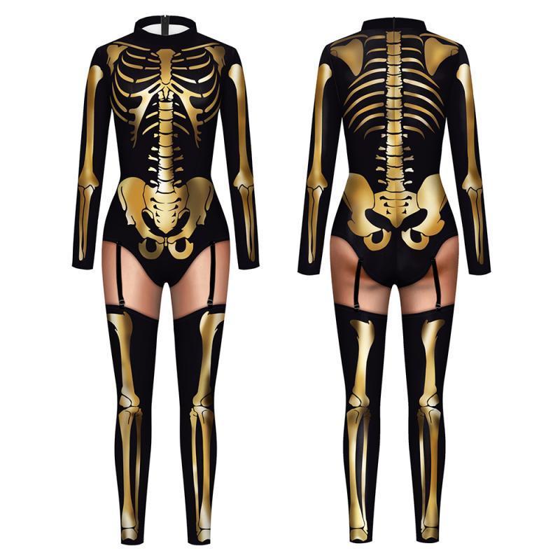 Blue Butterfly Cloak Skeleton Jumpsuit Halloween Cosplay Costume Witch Bodysuit Women Catsuit Funny Carnival Performance Outfit