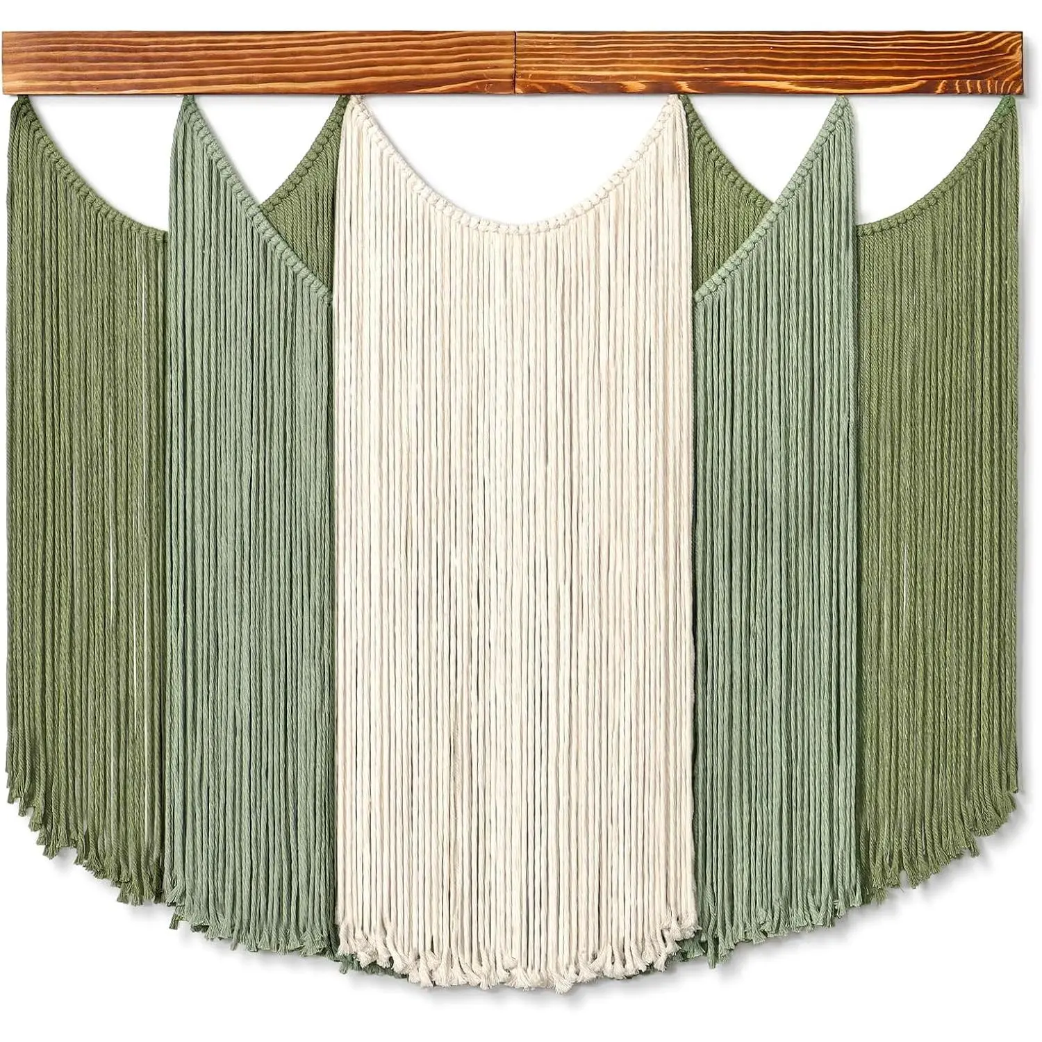 Dremisland Handmade Cotton Macrame Wall Hanging - Dip-Dyed Gradient Large Boho Wall Art, Super Soft High Color Fastness Fade-Resistant Sage Green Yarn Tapestry for Bedroom, Living Room (31.5"x29.5")