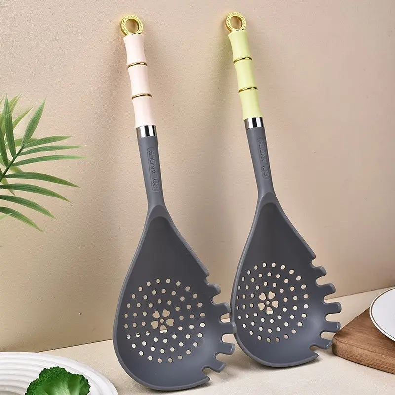 2-Piece Bamboo Handle Kitchen Strainer Set, Home Use Cooking Strainer for Noodles, Oil Drainage, Water Filtering, Kitchen Utensils, Colanders